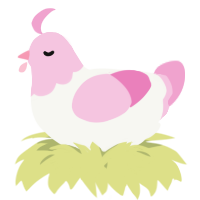 A white and pink chicken with a head pattern