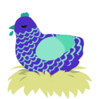 Blacklight Glow, a indigo and mint chicken with a lace pattern