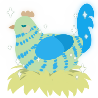 Diseased, a gluppy and sky chicken with a bar pattern