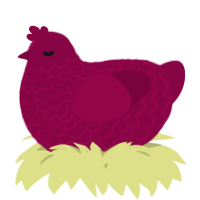 A maroon chicken with a lace pattern