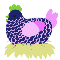 A navy and lavender chicken with a lace pattern