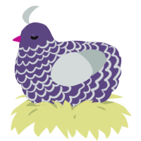 A overcast and silver chicken with a lace pattern