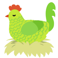 pear, a lime and grass chicken with a lace pattern