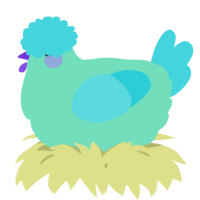 A mint and aqua chicken
