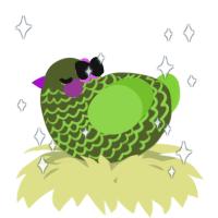 A olive and grass chicken with a lace pattern