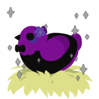 A black and amethyst chicken with a head pattern