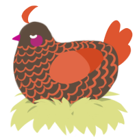 A bark and vermilion chicken with a lace pattern