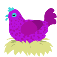 A amethyst and plum chicken with a speckle pattern