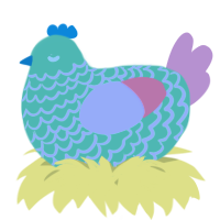 A mint and rose chicken with a lace pattern