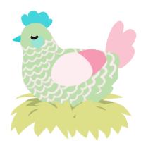 A gluppy and rose chicken with a lace pattern