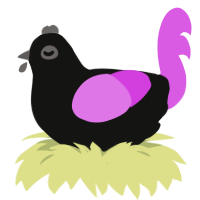 Evie, a black and orchid chicken