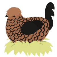 Cookiedough, a brown and sable chicken with a lace pattern