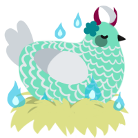 yangu, a mint and mist chicken with a lace pattern