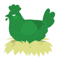 A viridian chicken with a lace pattern