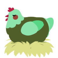A olive and spring chicken with a head pattern