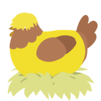A yellow and brown chicken with a head pattern