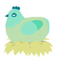 A gluppy and mint chicken with a head pattern