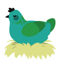 ponder algae, a turquoise and viridian chicken with a neck-speckle pattern