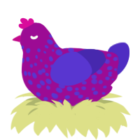 disease, a plum and indigo chicken with a speckle pattern