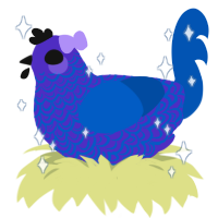 A indigo and ultramarine chicken with a double-lace pattern