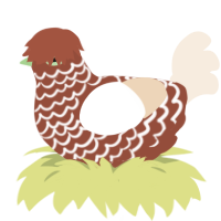 A russet and cream chicken with a lace pattern