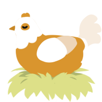 gilded hand, a orange and cream chicken with a head pattern
