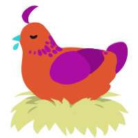 A vermilion and plum chicken with a neck-speckle pattern