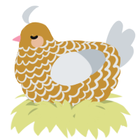 A gold and mist chicken with a lace pattern