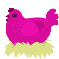Bubblegum, a fuchsia chicken with a half-lace pattern