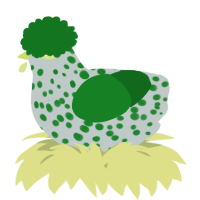 A silver and leaf chicken with a speckle pattern