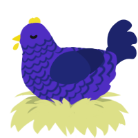 Undae, a indigo and navy chicken with a lace pattern