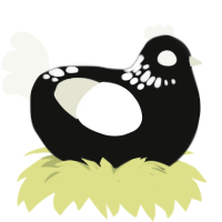 Revolution of Demons, a black and white chicken with a neck-speckle pattern