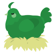 A viridian chicken with a head pattern