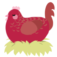 (unnamed), a crimson and red chicken with a half-lace pattern