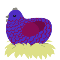 Breakfast, a indigo and wine chicken with a lace pattern