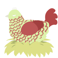 A apple and red chicken with a lace pattern