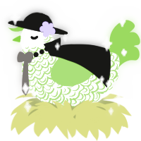 A white and grass chicken with a double-lace pattern