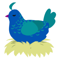 A ultramarine and teal chicken with a half-lace pattern