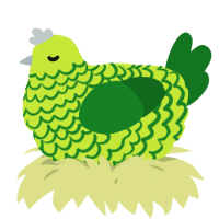 A lime and leaf chicken with a lace pattern