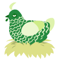 Hedge, a viridian and apple chicken with a lace pattern