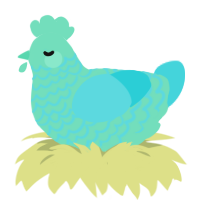 A mint and aqua chicken with a lace pattern