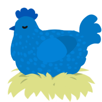 A sapphire chicken with a speckle pattern