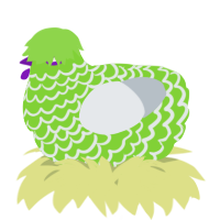 A grass and mist chicken with a lace pattern