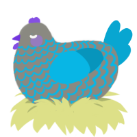 A ash and cerulean chicken with a lace pattern