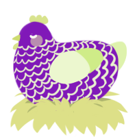 Grape, a violet and apple chicken with a lace pattern