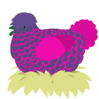 A overcast and fuchsia chicken with a lace pattern