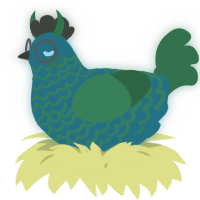 A teal and viridian chicken with a lace pattern