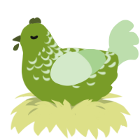 A chartreuse and gluppy chicken with a half-lace pattern