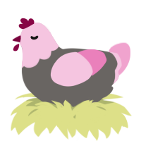 A grey and pink chicken with a head pattern