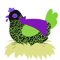 Midorine, a black and grass chicken with a double-lace pattern